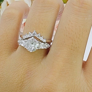 Art Deco Sterling Silver CZ Bridal Ring Set, 1.28 Carat