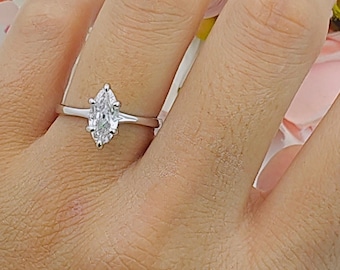 Marquise Cut CZ Sterling Silver Engagement Ring, 1.62 CT