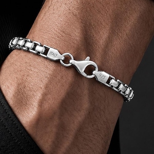 Italienskt runt armband i 925 sterlingsilver | Minimalistiskt, djärvt länkat armband för unisex | Elegant stapelbart armband, present till henne/honom