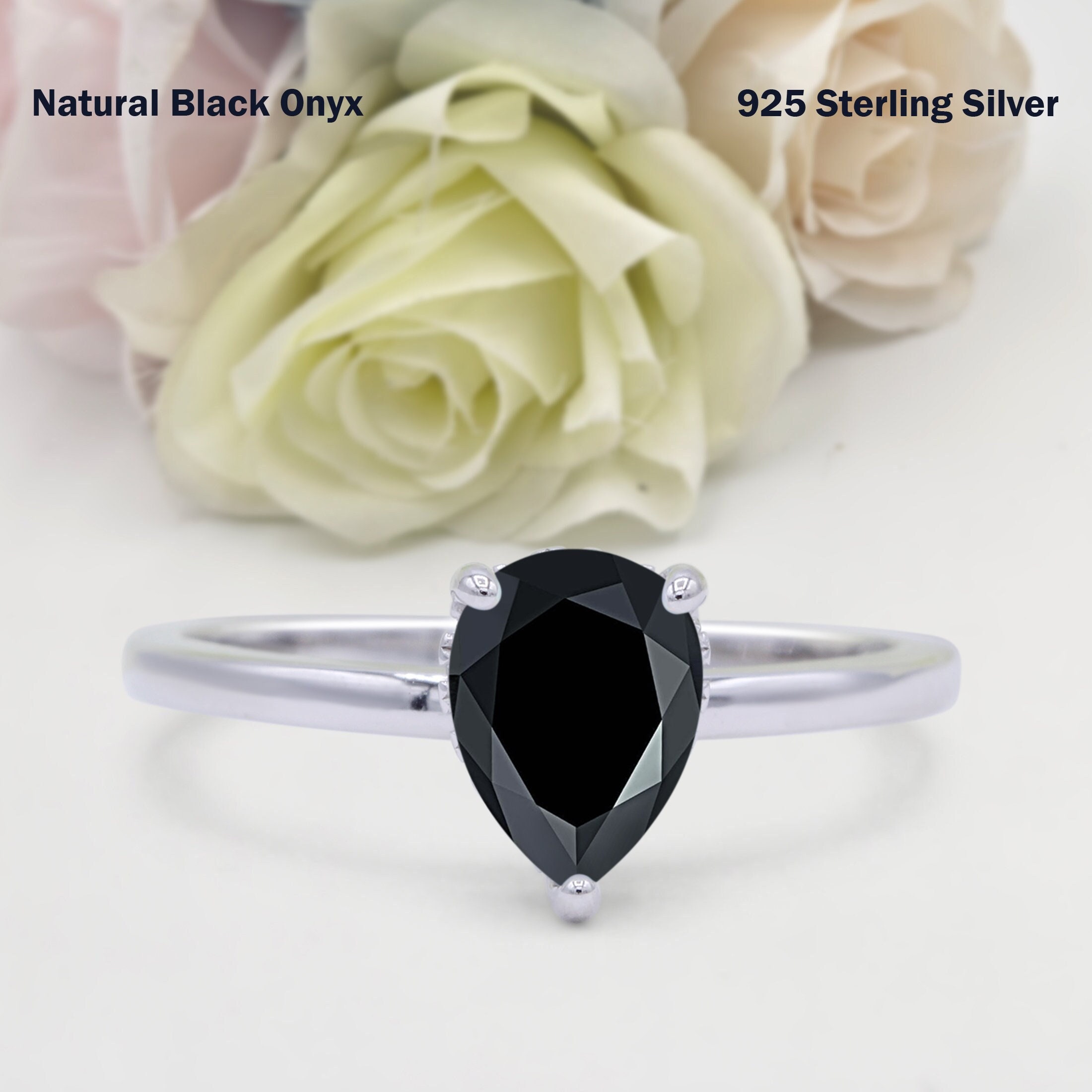 Classic Black Onyx Square Rings for Women Personality Wedding Engagement  Ring | eBay