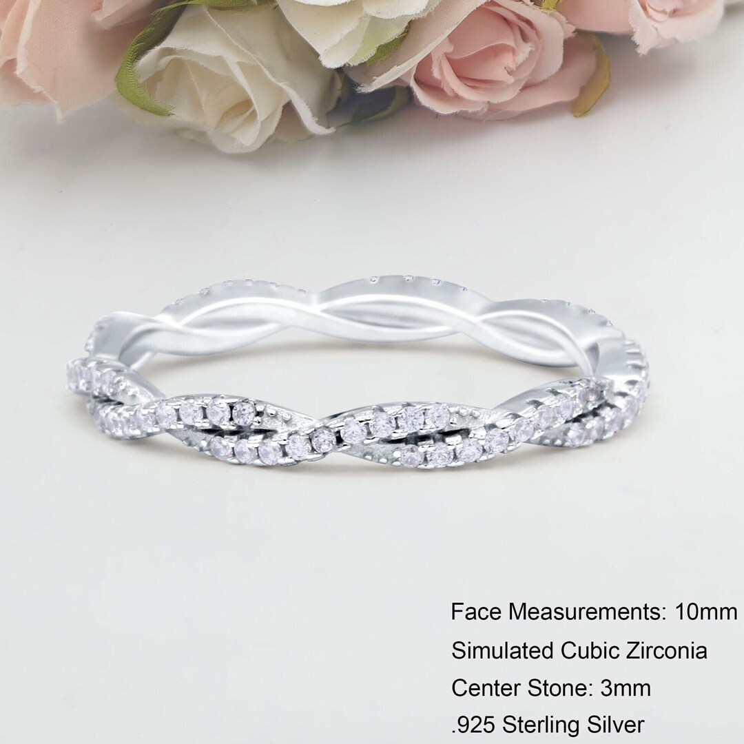 Full Eternity Round Bridal Band Women Ring Cubic Zirconia Wedding ...
