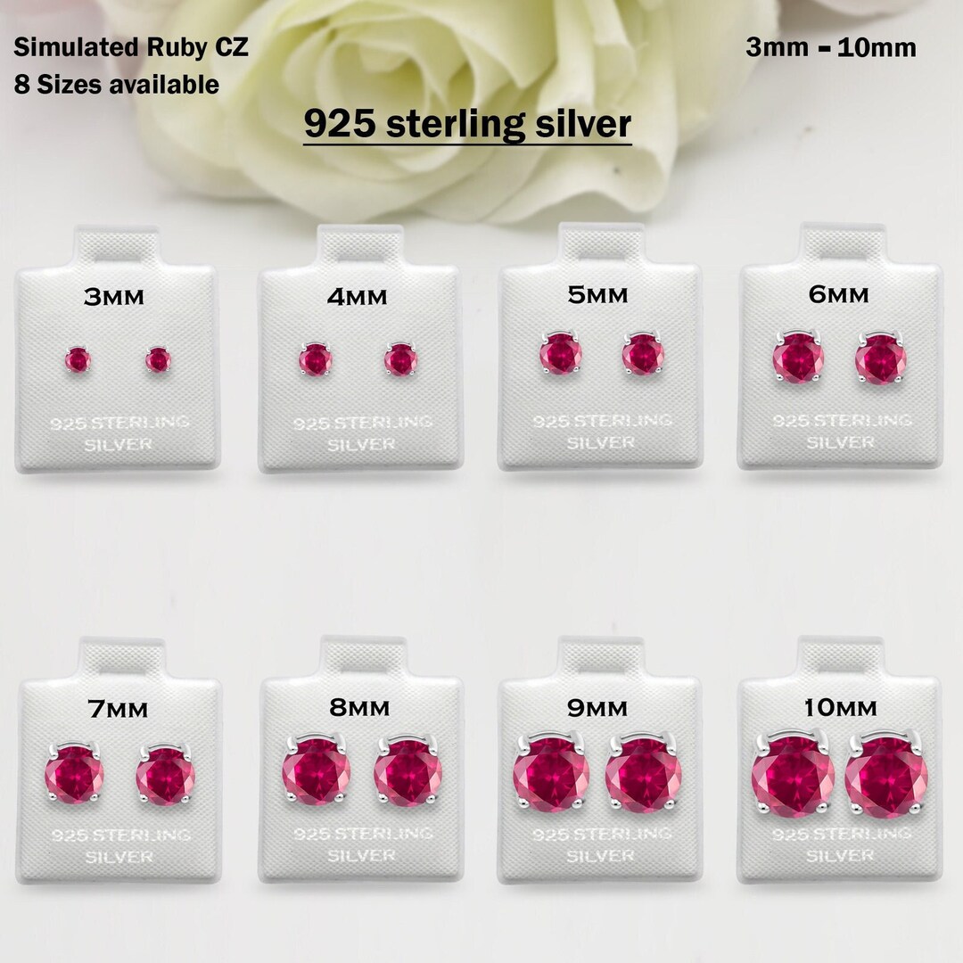 Boucles d'oreilles en argent sterling 925 6x4 mm coupe poire rubis