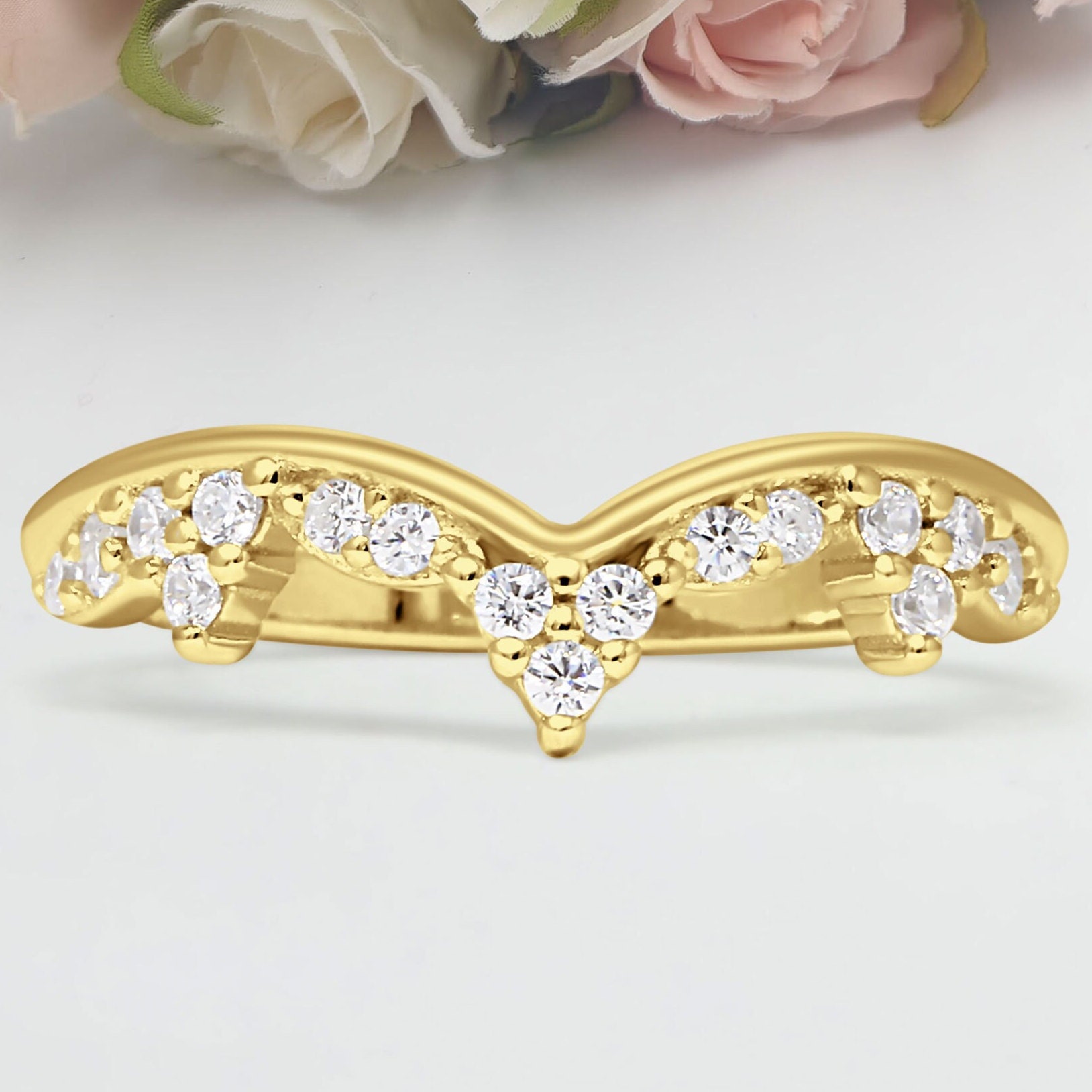 【 COVERNAT】★C LOGO RING Leaf Chevron Diamond Wedding Band, Nature Ring Nesting