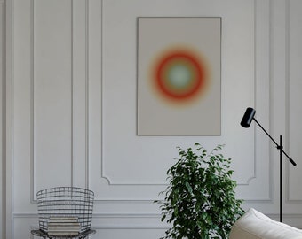 Aura Farbverlauf Wandkunst Stimmungsvoller Abstrakter Leucht Poster Orange und Minze Sonnenuntergang Energie Print Zen Raumdekor für Schlafzimmer oder modernen Wohnraum