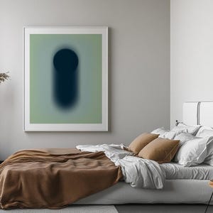 Impresión artística con degradado de aura, arte de pared minimalista azul y verde, póster zen para sala de estar, arte abstracto meditativo y brillante para dormitorio moderno, decoración del hogar