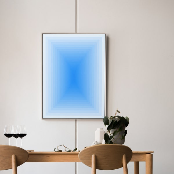 Electric Blue 3D Gradient Abstract Printable Art, Vibrant Poster, Instant Digital Download, College Apartment print, Modern Trendy decor