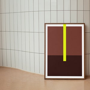 Mid Century Modern Art Print Maroon Color Block Modern Wall Decor Retro ...