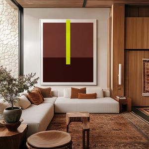 Mid Century Modern Art Print Maroon Color Block Modern Wall Decor Retro Geometric Abstract Poster Contemporary Minimalist Aesthetic Artwork