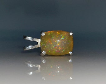 Grande ciondolo opale naturale etiope Gioielli in argento sterling 925 con pietre preziose Opale giallo, gioielli con opale di fuoco arcobaleno per regalo donna e uomo