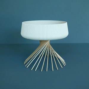 SPIRE Bowl – Modern Fruit Bowl with Wooden Skewers | Minimalist Centerpiece | Sculptural Kitchen Decor