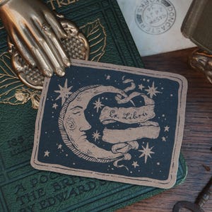 Ex Libris moon Sticker: Kraft paper celestial bookish gift
