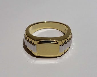 Men's Gold Plated 18ct Signet Pinky Ring - 925 Sterling Silver - Luxury Ring- Gold Plated Ring- Yellow Gold/ White Gold Plated Signet Ring