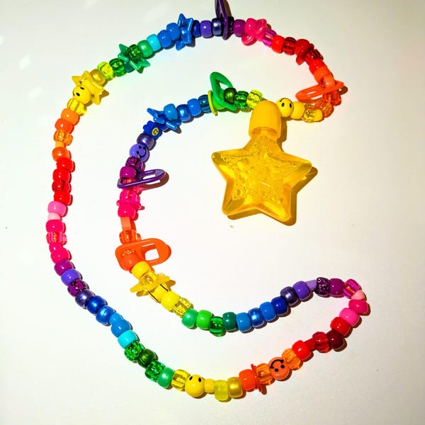 Rainbow Kandi Star-Shaped Bubble Blower Necklace! Scene/Rave Style