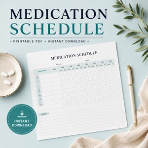 Schema Promemoria Farmaci PDF, Tabella Assunzione Pillole, Registro Medicinali Stampabile, Planner della Salute