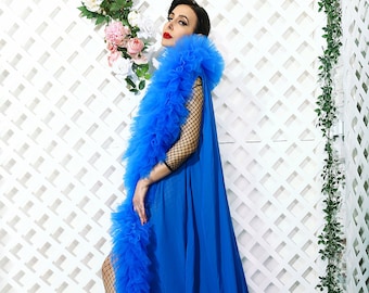 Flowing Sleeveless Tulle Trimmed Opera Coat