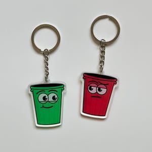good bin / bad bin acrylic keychain