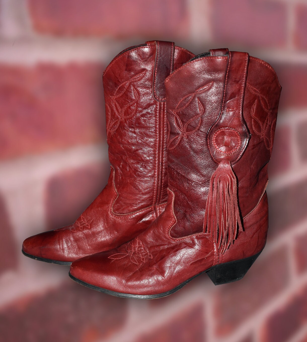 Girls red cheap fringe boots