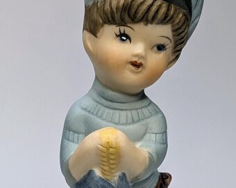 Vintage - Figurine - Boy with Big Fish - Porcelain - 4''Tall