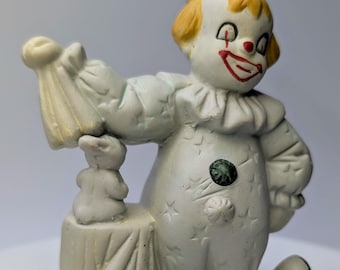 Vintage - Figurine - White Clown Boy and Yellow Hair - Porcelain - 5.5'' Tall