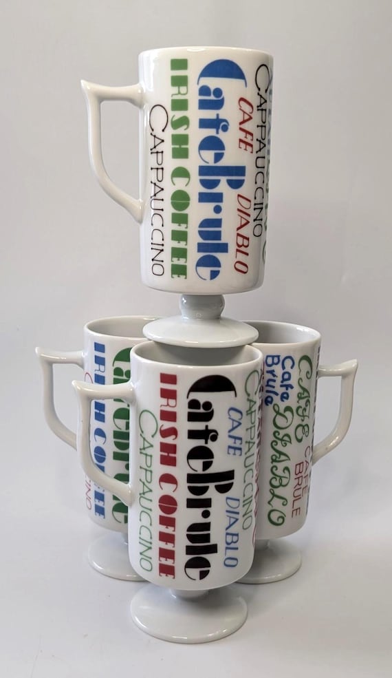 Vintage - Set of 4 Cups - ceramic - for Irish Coffee