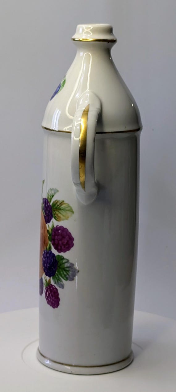 Vintage - Porcelain Bottle with Flowers - Marked France and Limoges - 10''Tall