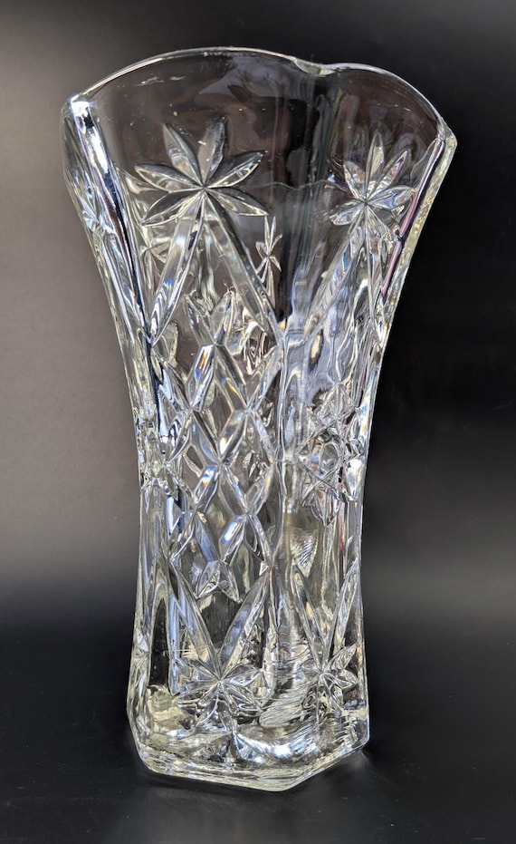 Vintage - Elegant Vase - Glass - thick glass - 10''Tall x 7'' diam.