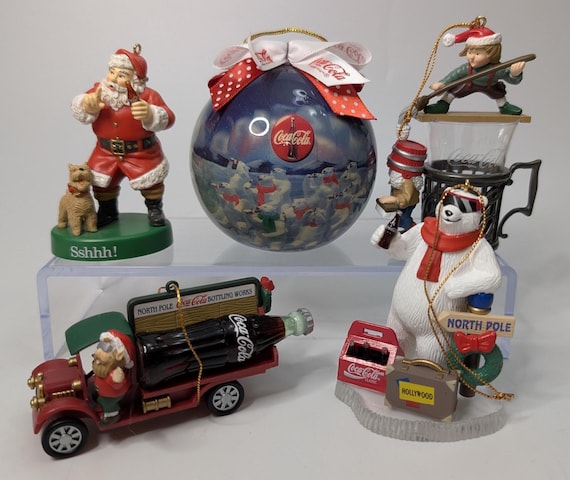 Vintage - 1990's Coca-Cola - Coke - Set of 3 - Christmas Ornament - Santa Claus - 4'' tall
