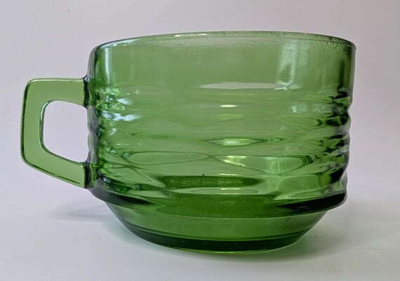 Vintage - Glass cup - Vereco - glass - green - floral pattern - 3.5'' diameter - replacement piece