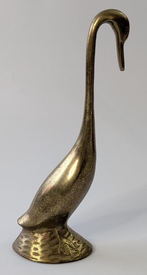 Vintage - Swan / Crane / Bird Figurine - Brass - 8'' high
