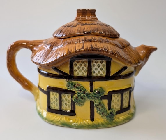 Vintage - Devon Cobb Teapot Shaped Like a Cottage - Burlington Ware Ceramic