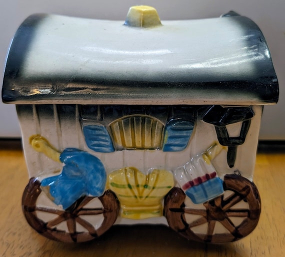 Vintage - Jar Biscuits - gypsy wagon - measures 5.5" tall x5.5" wide
