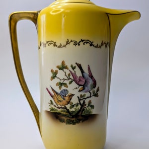 Vintage - Teapot / Coffee Pot Rudolstadt with Gilding and Birds - Marked Germany - 10'' Tall