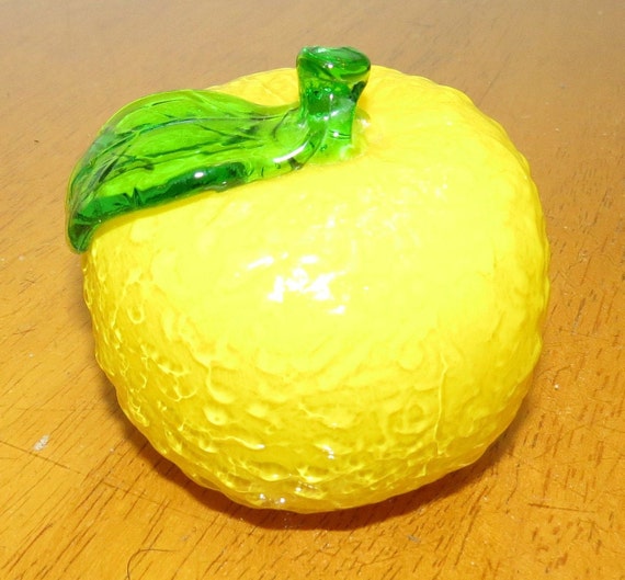 Vintage Blown Glass Fruit: Lemon - 3''tall