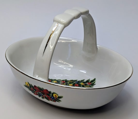 Cute Ceramic Candy Dish with Christmas Tree - 6.5''long x 5''wide