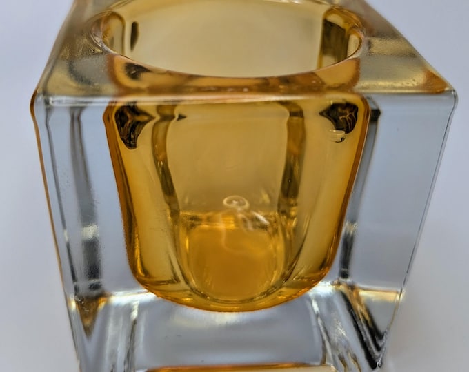 Thick Glass Candle Holder - Orange - 3''x3''x3''
