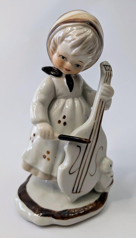 Vintage - Girl Figurine with Cello - Porcelain - 4.5'' Tall