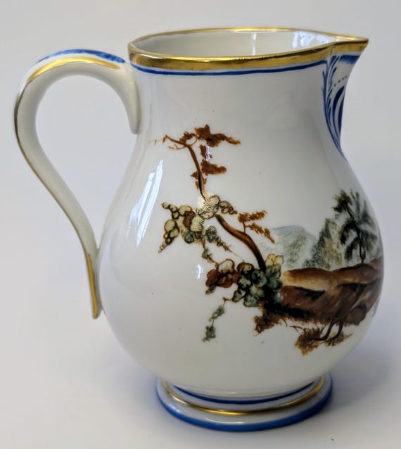 Vintage - Small Collectible Pitcher - Wooden Picnic by Franklin Mint - Porcelain - 4''Tall