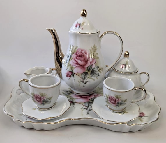 Vintage - Tea Set - marked Adeline complete with case (10 pcs) - Miniature - porcelain