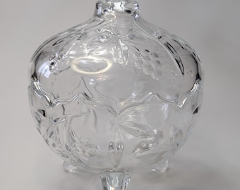 Vintage - Crystal Trinket Box - Dish on Legs with Lid - 9'' High x 6'' Diameter