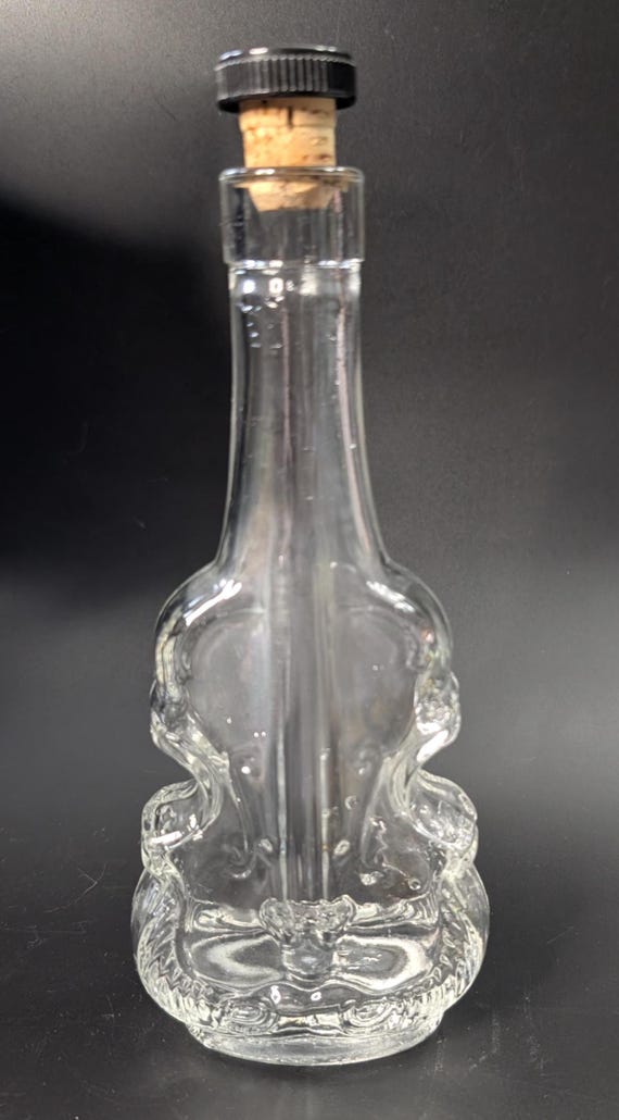 Vintage - Violin shaped bottle with stopper - made of glass - 8.5'' high