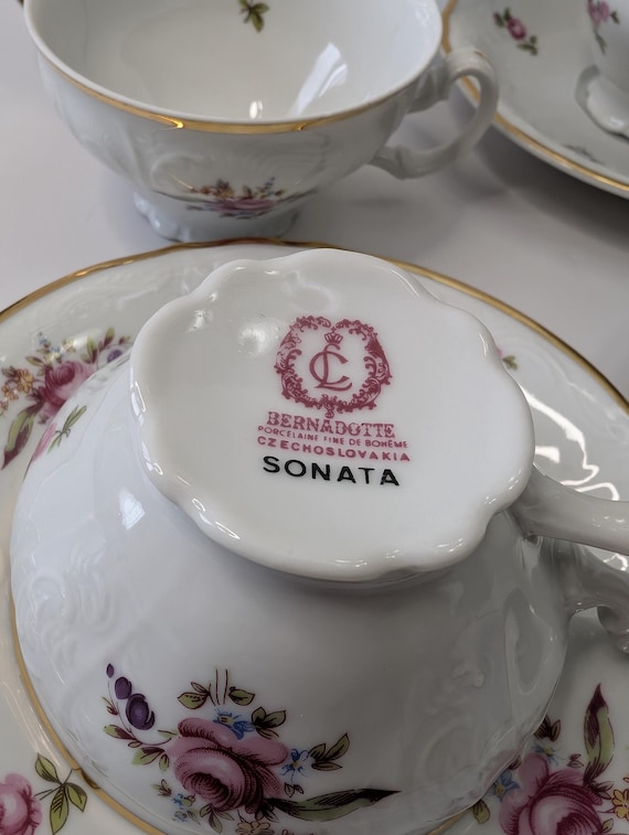 ヴィンテージ - ソーサー付き磁器製ティー＆コーヒーカップ - チェコ