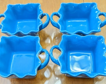 Cute Small Dishes - 5" wide X 2 height, made by Bia - blue (4 dishes)