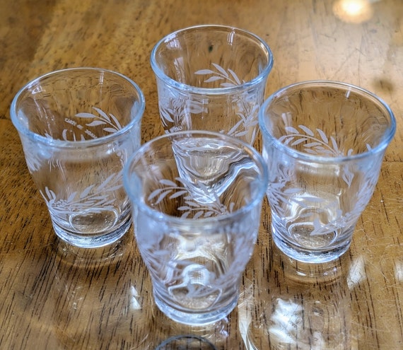 Vintage Small Glasses - Marked Italy - Set of 4 - 2" Tall