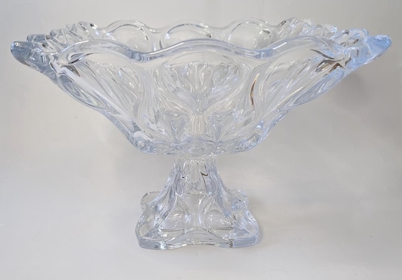 Splendid Crystal Bowl on a Stand from Bohemia - solid - measures 8.25'' high x 10.75'' wide