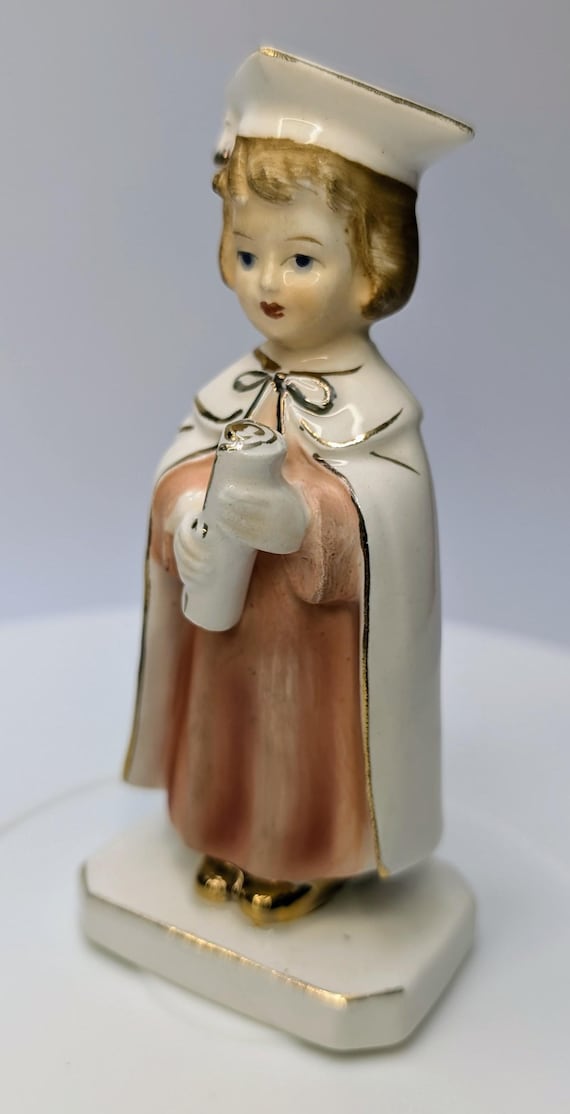 Vintage - Young Graduate Figurine - Gilded Highlighted - Porcelain - 4.5'' Tall