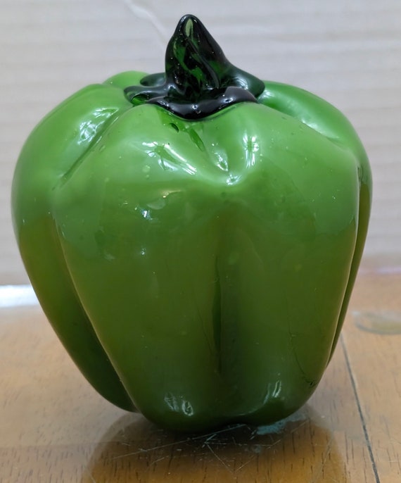 Vintage - Green Chilli Blown Glass measuring 4'' diameter