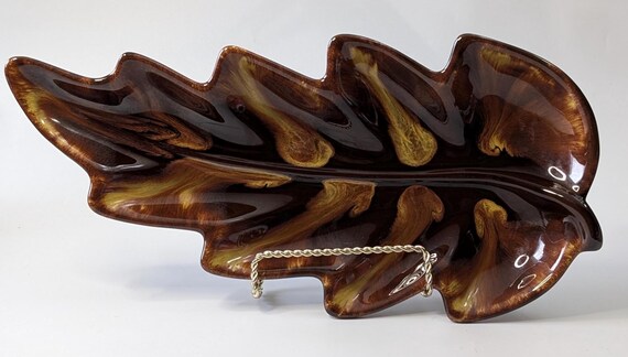 Vintage - Blue Mountain Pottery Leaf Shaped Dish - 13''long x 6.5''wide