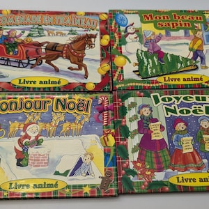 Vintage 2000 - Set of 4 Christmas POP-UP Books in French - Playmore Publishing, ABC