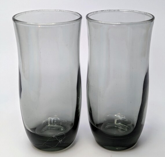 Vintage - MCM - Set of 2 smoked glasses - Measuring 5'' Tall x 2.5'' Diameter at Opening