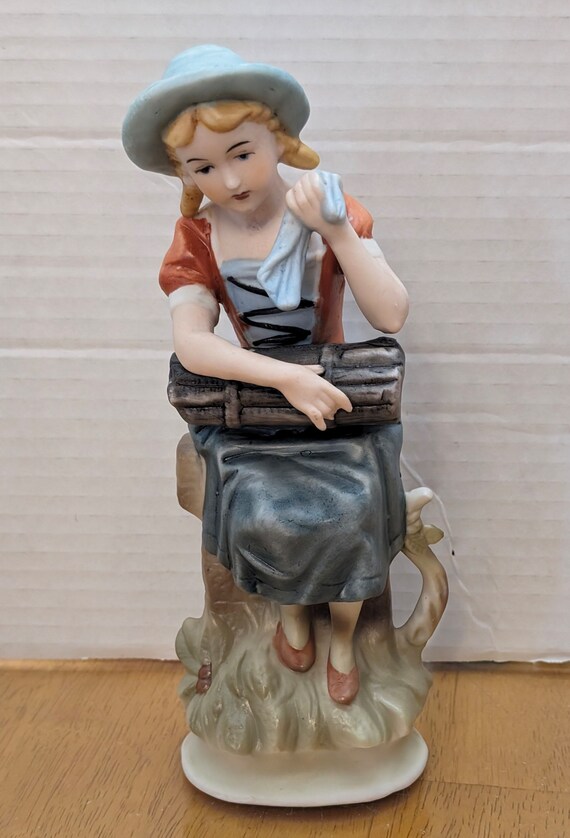 Vintage - Girl Figurine - Marked Korea - Hand Painted - Measuring 8.5" Tall